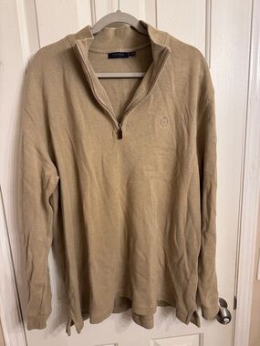 Club Room Men’s Beige/Tan Zip-Neck Knit Sweater